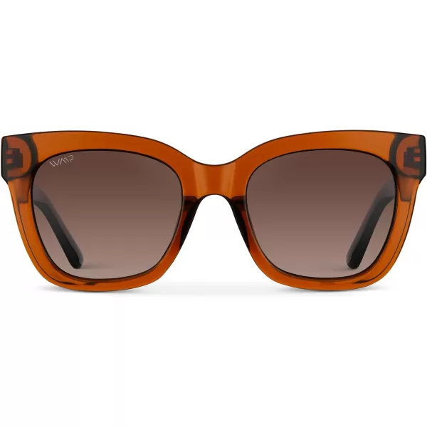 WearMe Pro Womens Polarized Large Square Sunglasses Subtle Cat Eye Corners Thick Frame ampamp Modern AestheticsCrystal Chestnut Brown Frame  Brown Lens
