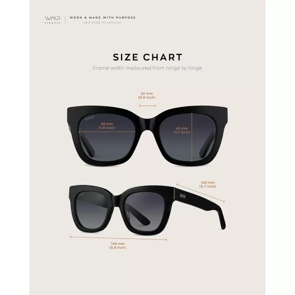 WearMe Pro Womens Polarized Large Square Sunglasses Subtle Cat Eye Corners Thick Frame ampamp Modern AestheticsGlossy Black Frame  Black Lens