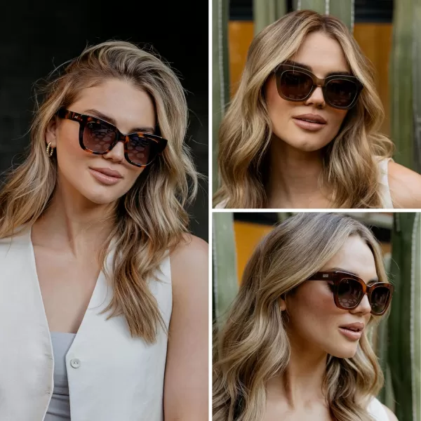 WearMe Pro Womens Polarized Large Square Sunglasses Subtle Cat Eye Corners Thick Frame ampamp Modern AestheticsGlossy Black Frame  Black Lens