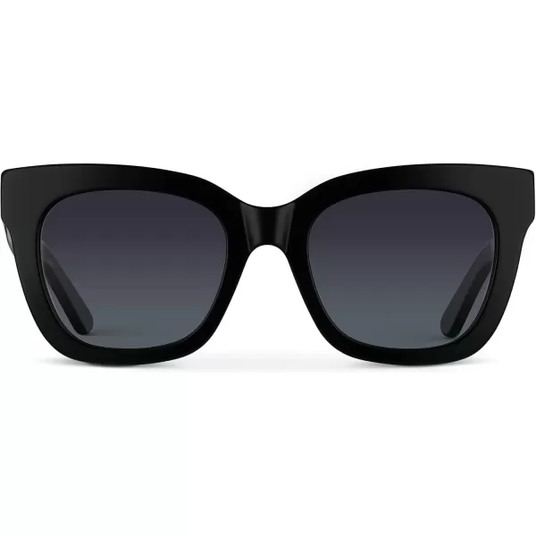 WearMe Pro Womens Polarized Large Square Sunglasses Subtle Cat Eye Corners Thick Frame ampamp Modern AestheticsGlossy Black Frame  Black Lens