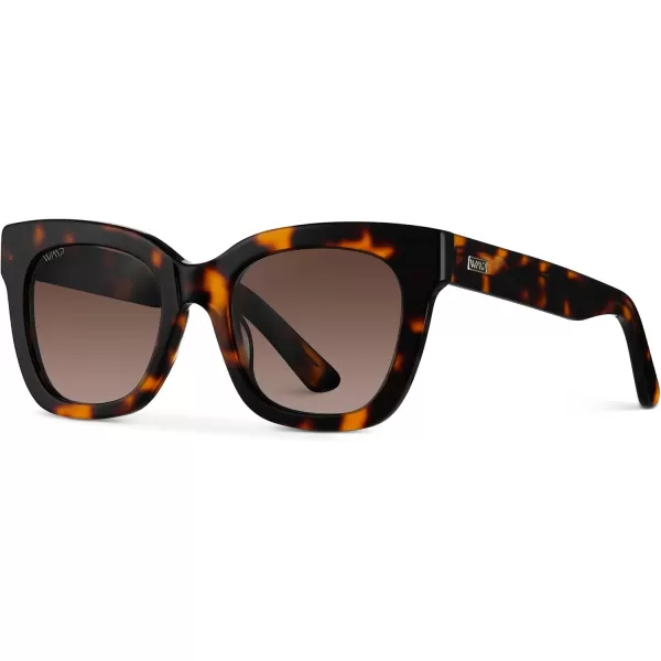 WearMe Pro Womens Polarized Large Square Sunglasses Subtle Cat Eye Corners Thick Frame ampamp Modern AestheticsTortoise Frame  Brown Lens