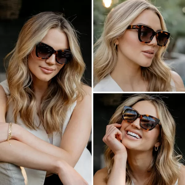 WearMe Pro Womens Polarized Large Square Sunglasses Subtle Cat Eye Corners Thick Frame ampamp Modern AestheticsTortoise Frame  Brown Lens