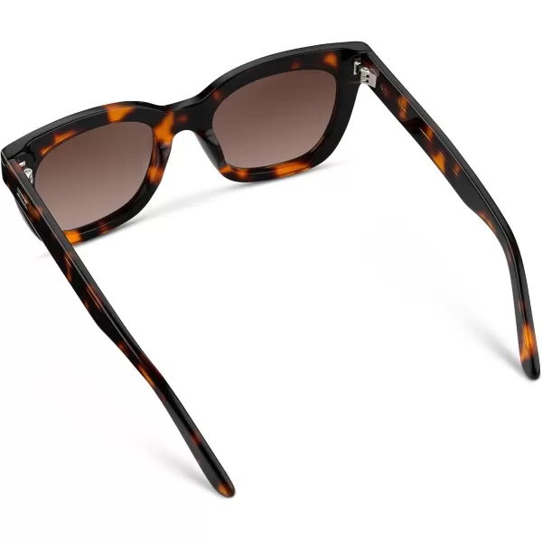 WearMe Pro Womens Polarized Large Square Sunglasses Subtle Cat Eye Corners Thick Frame ampamp Modern AestheticsTortoise Frame  Brown Lens