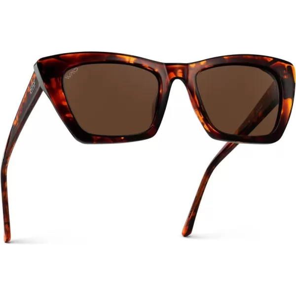 WearMe Pro Cat Eye Polarized Womens SunglassesBrown TortoiseBrown Lens