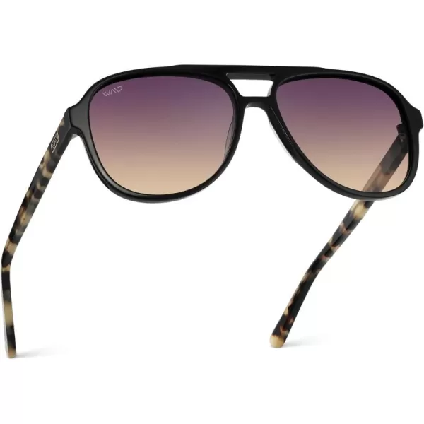 WearMe Pro Chic Retro Oversized Polarized Sunglasses Statement Aviator for WomenBlack Cream Tortoise Frame  Gradient Sunset Lens