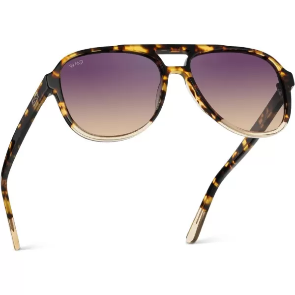 WearMe Pro Chic Retro Oversized Polarized Sunglasses Statement Aviator for WomenTortoise Clear Frame  Gradient Sunset Lens