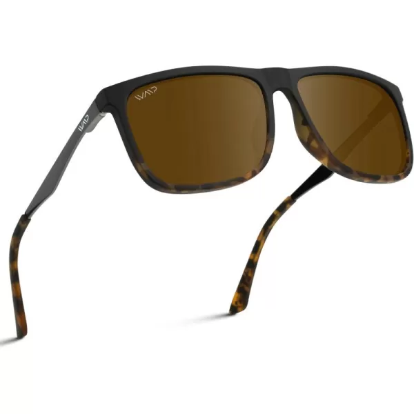 WearMe Pro Polarized Flat Top Square Mens SunglassesMatte Black Tortoise Frame  Brown Lens
