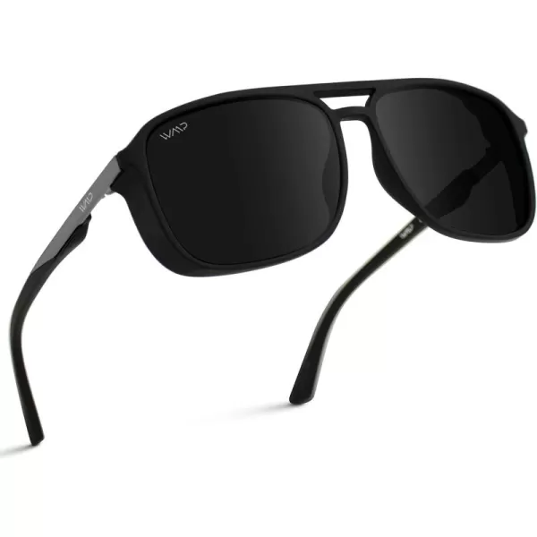WearMe Pro  Polarized Modern Square Aviator Sunglasses for MenMatte Black Frame  Black Lens