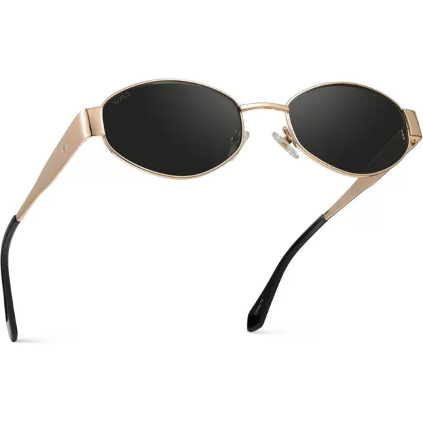 WearMe Pro Retro Oval Sunglasses for Women  Trendy Small Frame 90s Inspired FashionGold Frame  Black Lens