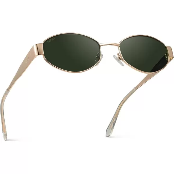 WearMe Pro Retro Oval Sunglasses for Women  Trendy Small Frame 90s Inspired FashionGold Frame  Smoke Green Lens