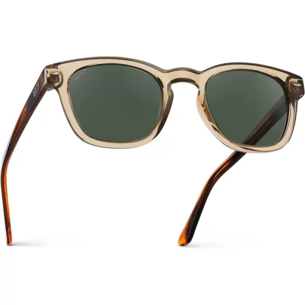 WearMe Pro Square Polarized Sunglasses for MenChampagne Crystal Tortoise  Smoke Green Lens