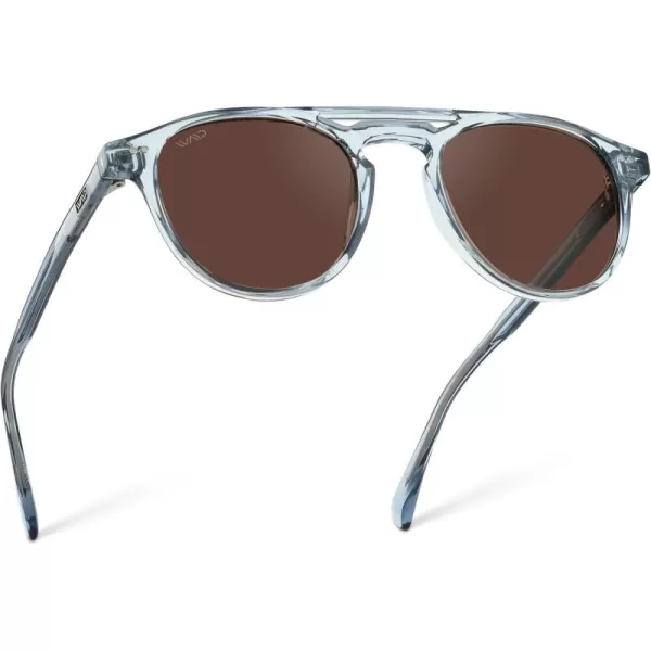 WearMe Pro Urban Mens Square Sunglasses Double Bridge Design Modern Round Frames and Polarized LensesDenim Blue Frame  Brown Lens