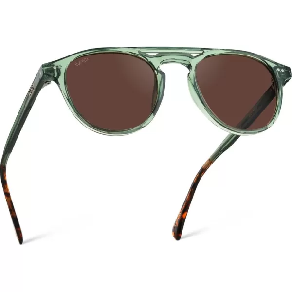 WearMe Pro Urban Mens Square Sunglasses Double Bridge Design Modern Round Frames and Polarized LensesEmerald Green Frame  Brown Lens