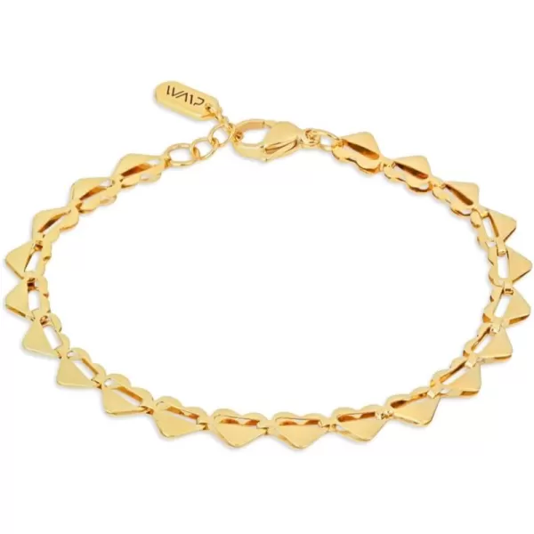 WearMe Pro Womens 5mm Heart Shaped Link Bracelet  Adjustable SizeGold