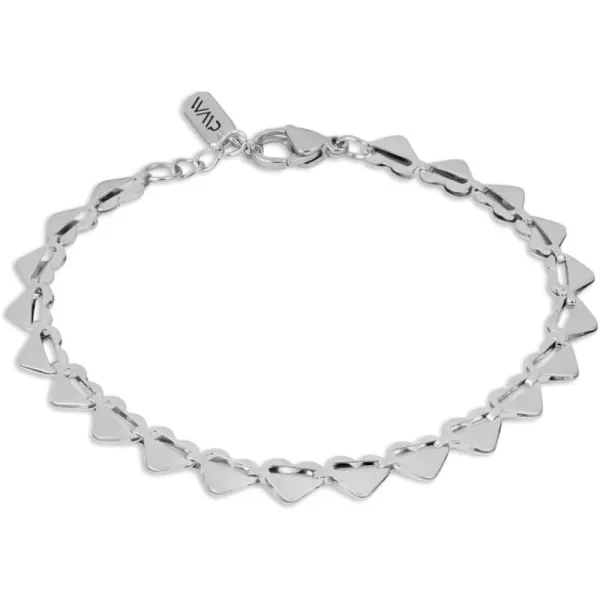 WearMe Pro Womens 5mm Heart Shaped Link Bracelet  Adjustable SizeSilver