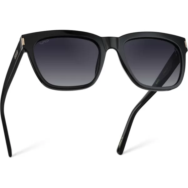WearMe Pro Womens Large Square Sunglasses Bold Thick Frame Winged Browline ampamp Polarized LensesGlossy Black Frame  Black Gradient Lens