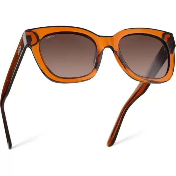 WearMe Pro Womens Polarized Large Square Sunglasses Subtle Cat Eye Corners Thick Frame ampamp Modern AestheticsCrystal Chestnut Brown Frame  Brown Lens