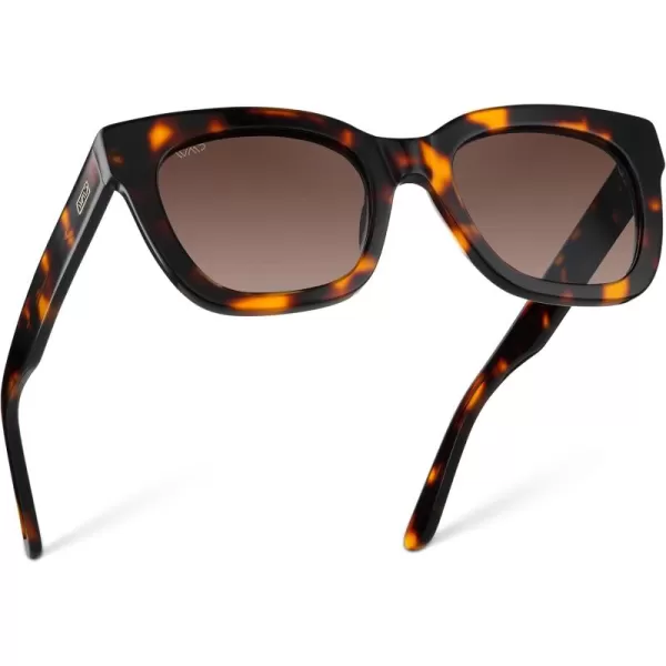 WearMe Pro Womens Polarized Large Square Sunglasses Subtle Cat Eye Corners Thick Frame ampamp Modern AestheticsTortoise Frame  Brown Lens