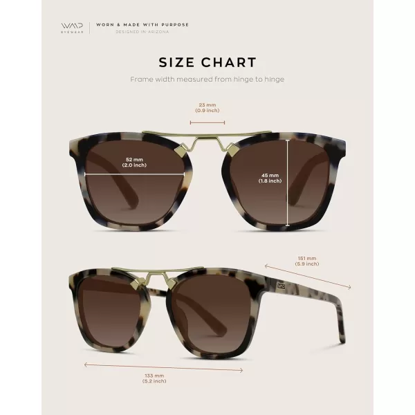 WearMe Pro Polarized Vintage Large Square Womens Sunglasses with Metal DoubleBar BridgeBeige Tortoise  Gradient Brown Lens