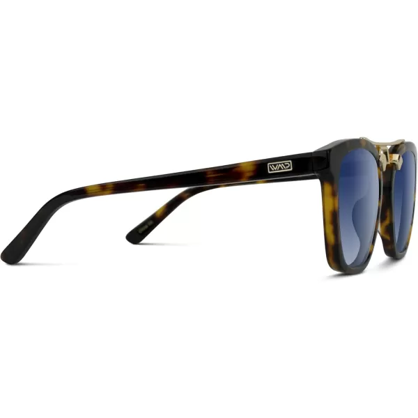 WearMe Pro Polarized Vintage Large Square Womens Sunglasses with Metal DoubleBar BridgeWhiskey Brown Tortoise  Blue Gradient Lens