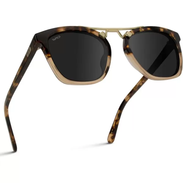 WearMe Pro Polarized Vintage Large Square Womens Sunglasses with Metal DoubleBar BridgeCrystal Brown Tortoise  Black Lens