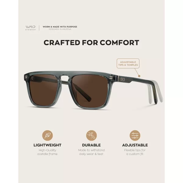 WearMe Pro Bold Geometric Flat Top Key Hole Design Polarized Acetate Sunglasses Frame for MenCrystal Stone Blue  Brown Lens