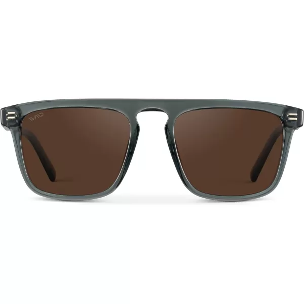 WearMe Pro Bold Geometric Flat Top Key Hole Design Polarized Acetate Sunglasses Frame for MenCrystal Stone Blue  Brown Lens