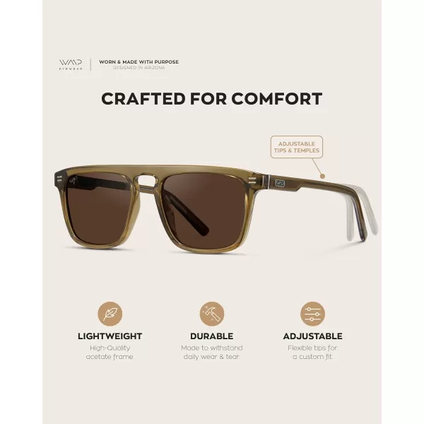 WearMe Pro Bold Geometric Flat Top Key Hole Design Polarized Acetate Sunglasses Frame for MenCrystal Verde Frame  Brown Lens