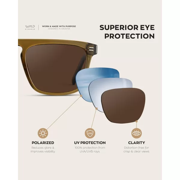 WearMe Pro Bold Geometric Flat Top Key Hole Design Polarized Acetate Sunglasses Frame for MenCrystal Verde Frame  Brown Lens