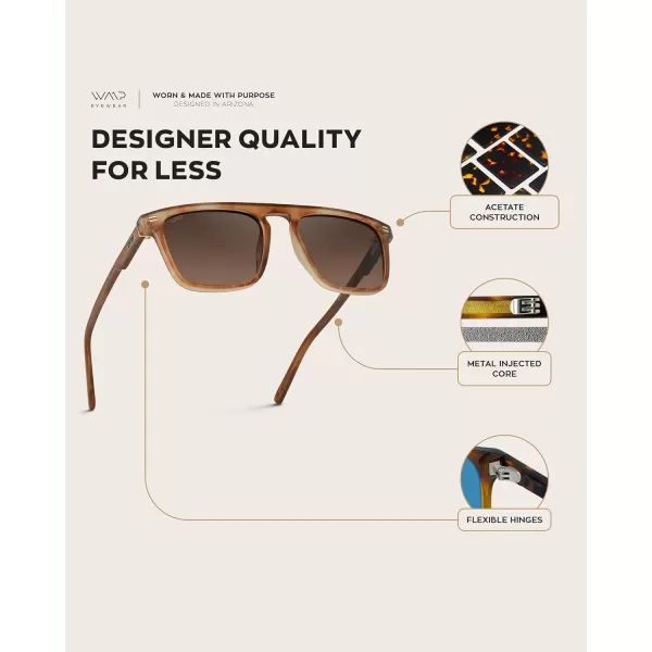 WearMe Pro Bold Geometric Flat Top Key Hole Design Polarized Acetate Sunglasses Frame for MenFrosted Brown Frame  Brown Gradient Lens