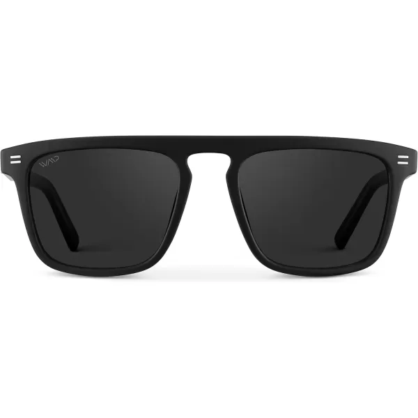 WearMe Pro Bold Geometric Flat Top Key Hole Design Polarized Acetate Sunglasses Frame for MenMatte Black Frame  Black Lens