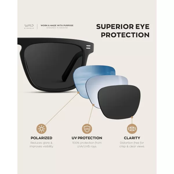 WearMe Pro Bold Geometric Flat Top Key Hole Design Polarized Acetate Sunglasses Frame for MenMatte Black Frame  Black Lens