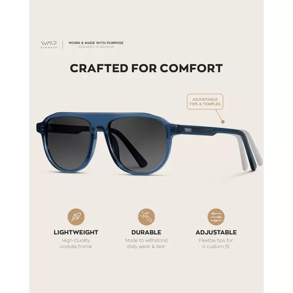 WearMe Pro Bold Retro Polarized Aviator Sunglasses  Geometric Flat Top Frame Design Gradient LensesCrystal Cobalt  Smoke Gradient Lens