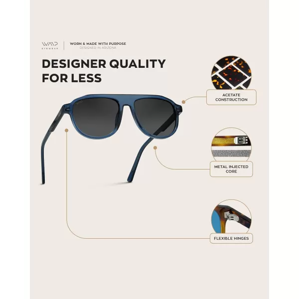 WearMe Pro Bold Retro Polarized Aviator Sunglasses  Geometric Flat Top Frame Design Gradient LensesCrystal Cobalt  Smoke Gradient Lens