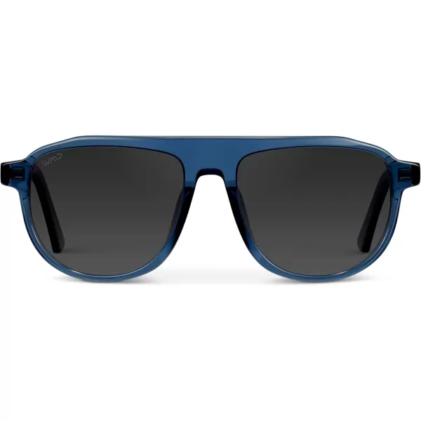 WearMe Pro Bold Retro Polarized Aviator Sunglasses  Geometric Flat Top Frame Design Gradient LensesCrystal Cobalt  Smoke Gradient Lens