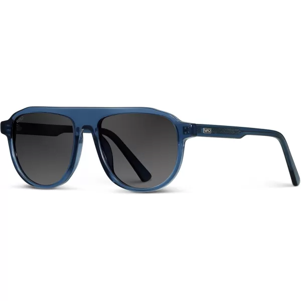 WearMe Pro Bold Retro Polarized Aviator Sunglasses  Geometric Flat Top Frame Design Gradient LensesCrystal Cobalt  Smoke Gradient Lens