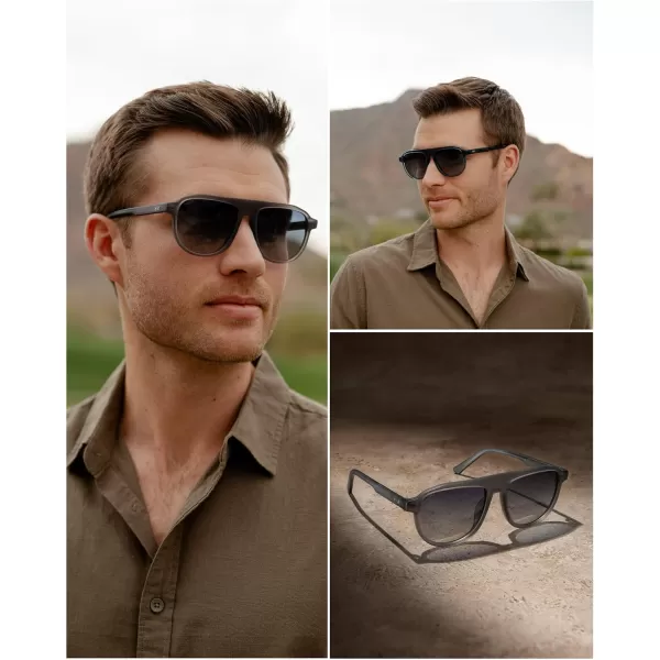 WearMe Pro Bold Retro Polarized Aviator Sunglasses  Geometric Flat Top Frame Design Gradient LensesMilky Golden Brown  Brown Gradient Lens