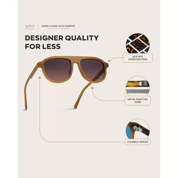 WearMe Pro Bold Retro Polarized Aviator Sunglasses  Geometric Flat Top Frame Design Gradient LensesMilky Golden Brown  Brown Gradient Lens