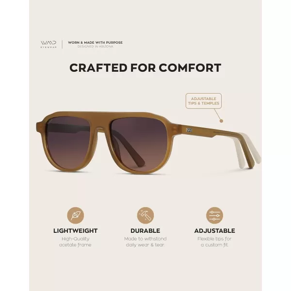 WearMe Pro Bold Retro Polarized Aviator Sunglasses  Geometric Flat Top Frame Design Gradient LensesMilky Golden Brown  Brown Gradient Lens