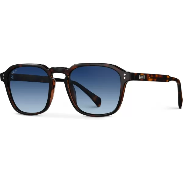 WearMe Pro Mens Large Polarized Square Sunglasses Modern Retro Style with Unique Color CombosBrown Tortoise  Gradient Blue Lens