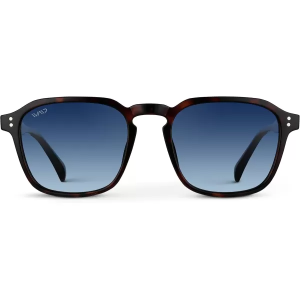 WearMe Pro Mens Large Polarized Square Sunglasses Modern Retro Style with Unique Color CombosBrown Tortoise  Gradient Blue Lens