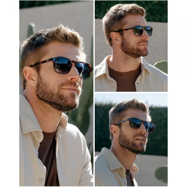 WearMe Pro Mens Large Polarized Square Sunglasses Modern Retro Style with Unique Color CombosBrown Tortoise  Gradient Blue Lens