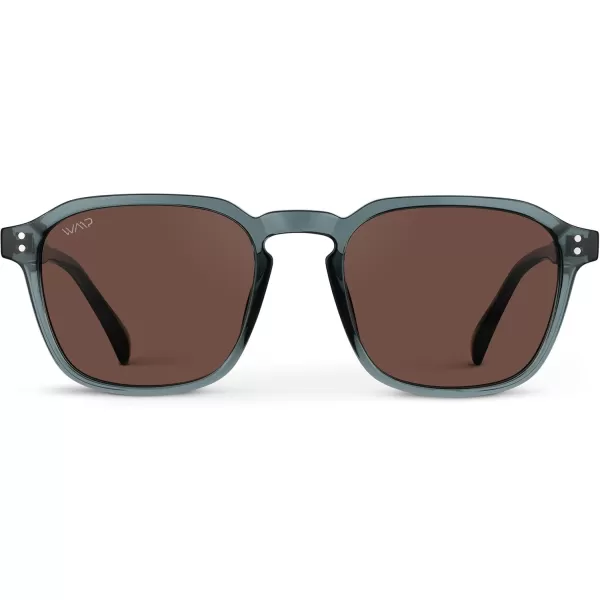WearMe Pro Mens Large Polarized Square Sunglasses Modern Retro Style with Unique Color CombosCrystal Stone Blue  Brown Lens