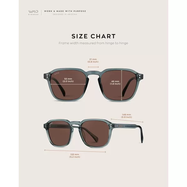 WearMe Pro Mens Large Polarized Square Sunglasses Modern Retro Style with Unique Color CombosCrystal Stone Blue  Brown Lens