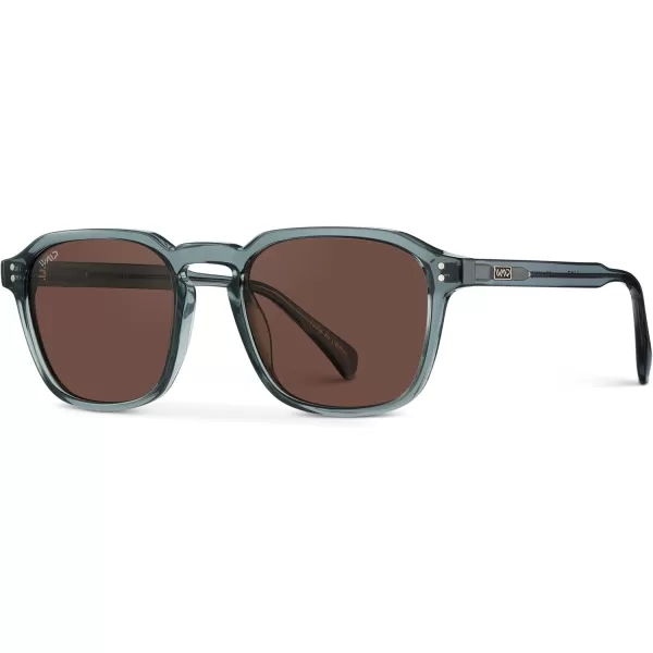 WearMe Pro Mens Large Polarized Square Sunglasses Modern Retro Style with Unique Color CombosCrystal Stone Blue  Brown Lens