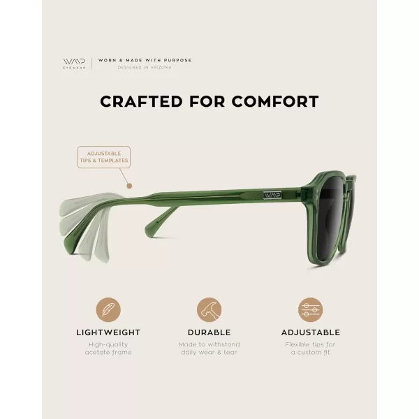 WearMe Pro Mens Large Polarized Square Sunglasses Modern Retro Style with Unique Color CombosEmerald Green  Black Lens