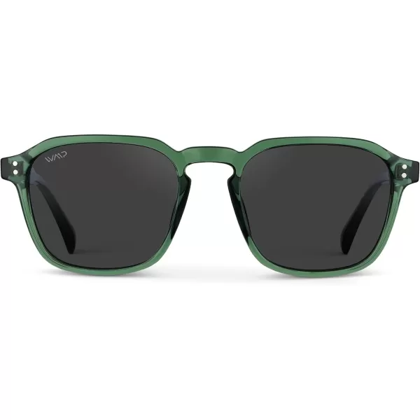 WearMe Pro Mens Large Polarized Square Sunglasses Modern Retro Style with Unique Color CombosEmerald Green  Black Lens