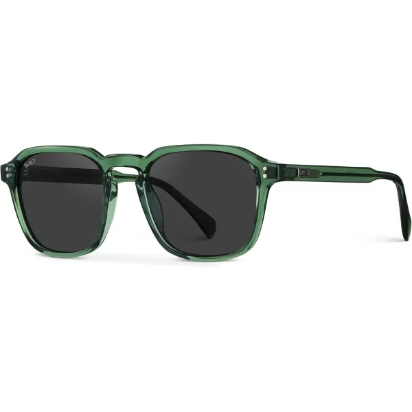 WearMe Pro Mens Large Polarized Square Sunglasses Modern Retro Style with Unique Color CombosEmerald Green  Black Lens