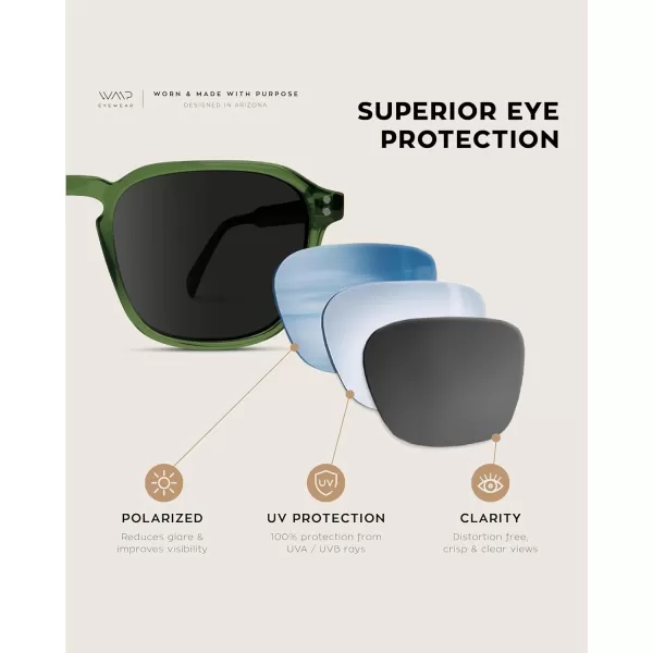 WearMe Pro Mens Large Polarized Square Sunglasses Modern Retro Style with Unique Color CombosEmerald Green  Black Lens