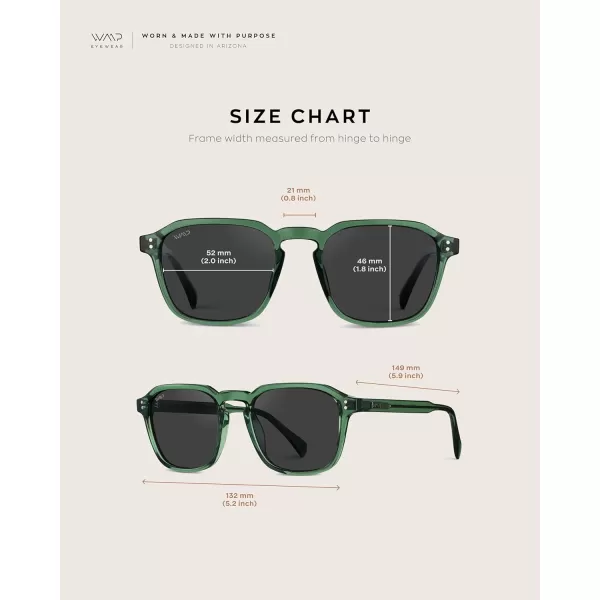 WearMe Pro Mens Large Polarized Square Sunglasses Modern Retro Style with Unique Color CombosEmerald Green  Black Lens